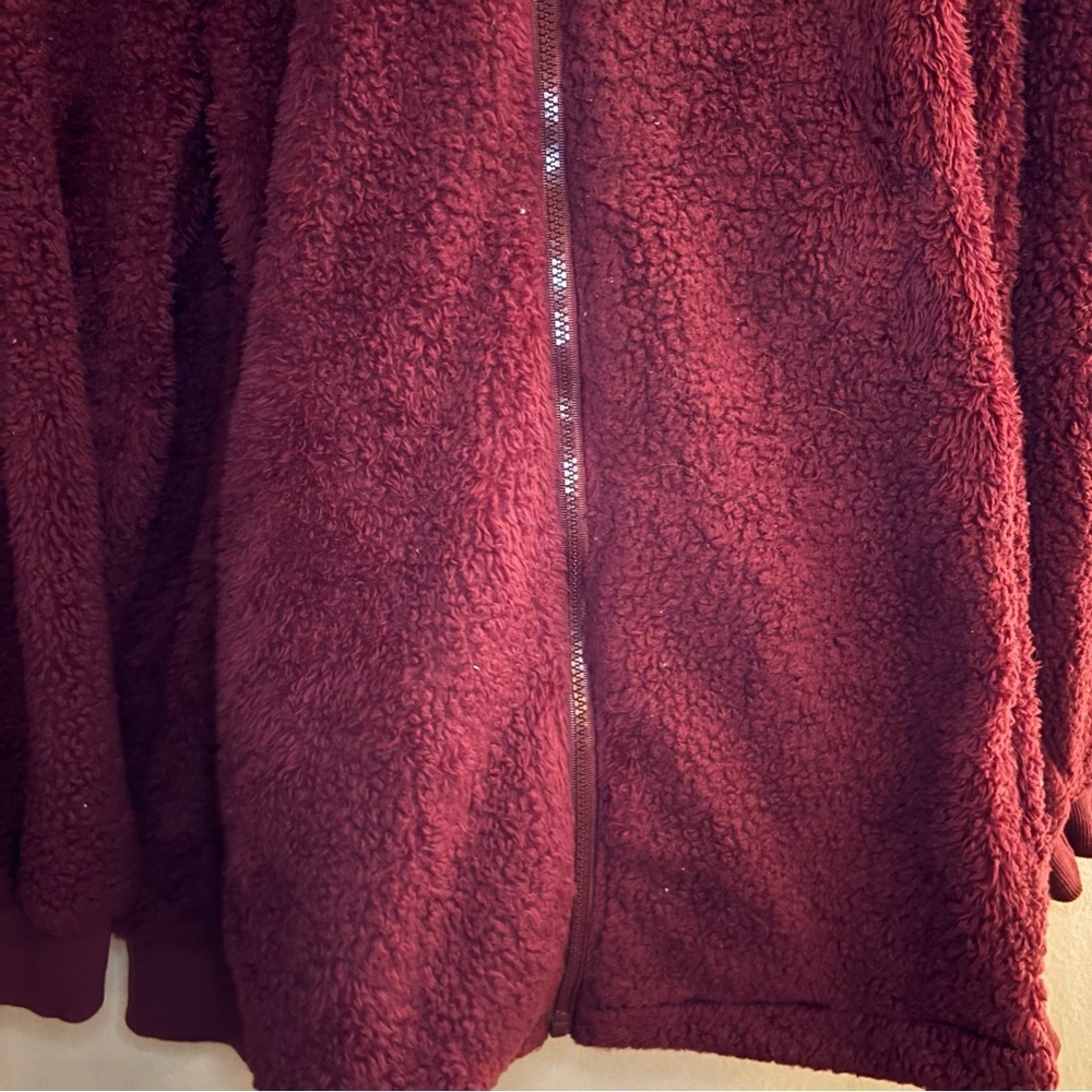 Caissip Womenβs Sherpa Full-Zip Jacket β Burgundy & White Size XXL - Picture 3 of 13